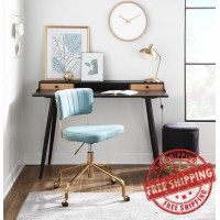 Lumisource OC-TANIA AUVLBU Tania Contemporary Task Chair in Gold Metal and Light Blue Velvet